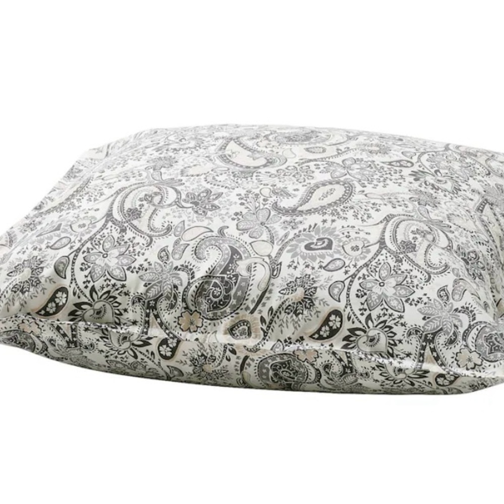 IKEA Rodgersia Paisley Floral Pillowcase New 26x26 Grey and Light Tan - Picture 2 of 5